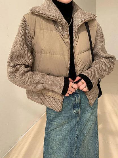 Gebreid patchwork-pufferjack