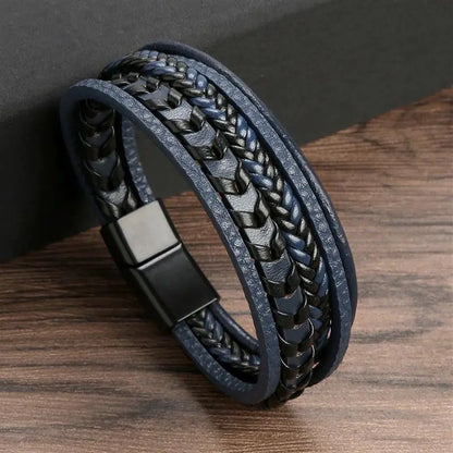 Gramado Klassiek Gevlochten Lederen Armband - Meerlaags Modeaccessoire voor Heren