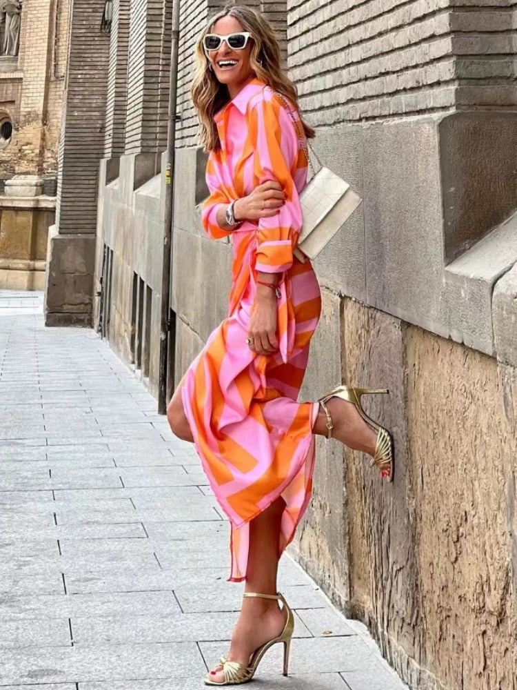 Clarissa | Gestreiftes Midi Hemdkleid