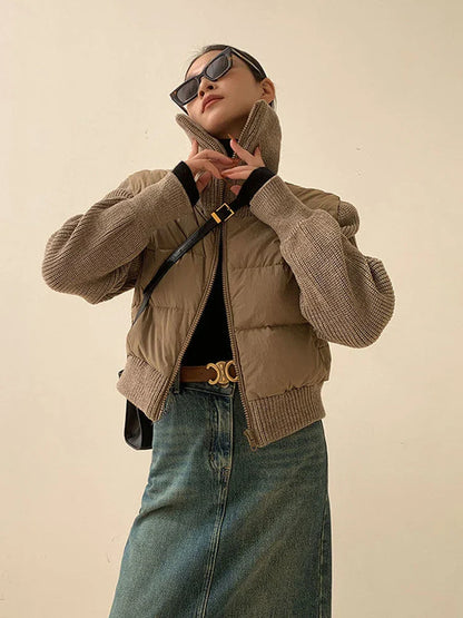 Gebreid patchwork-pufferjack