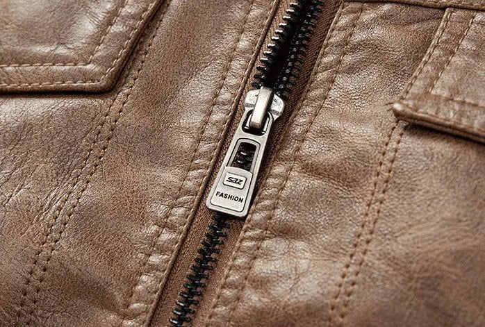 Frederik™ Raw – Braune Lederjacke mit Vintage-Struktur und breiten Schultern