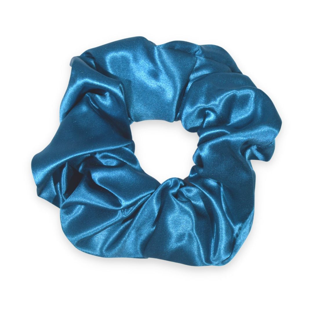 SILKE SCRUNCHIE GROOT - GLANZEND BLAUW