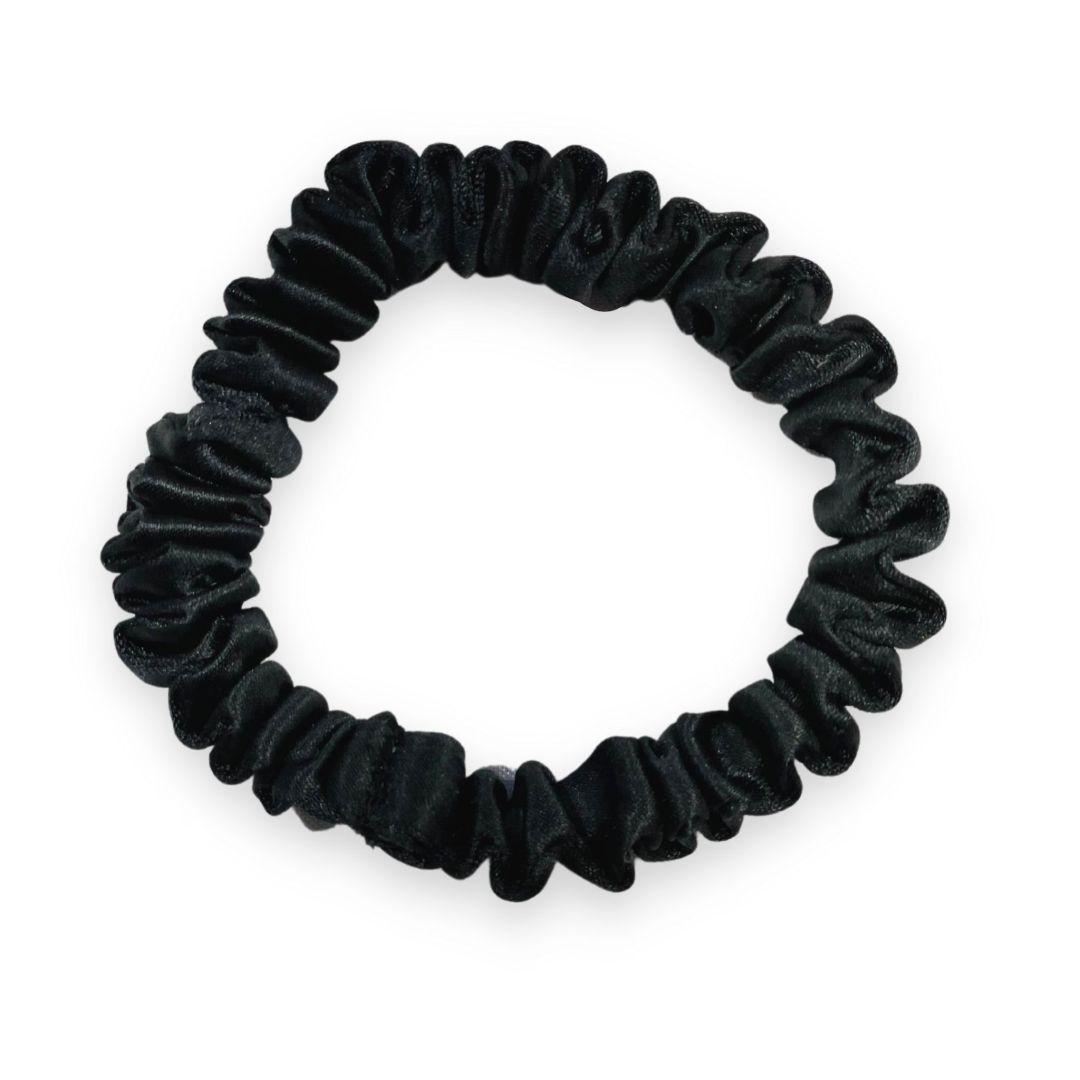 Zijden Scrunchie Mini (set van 3) - Zwart