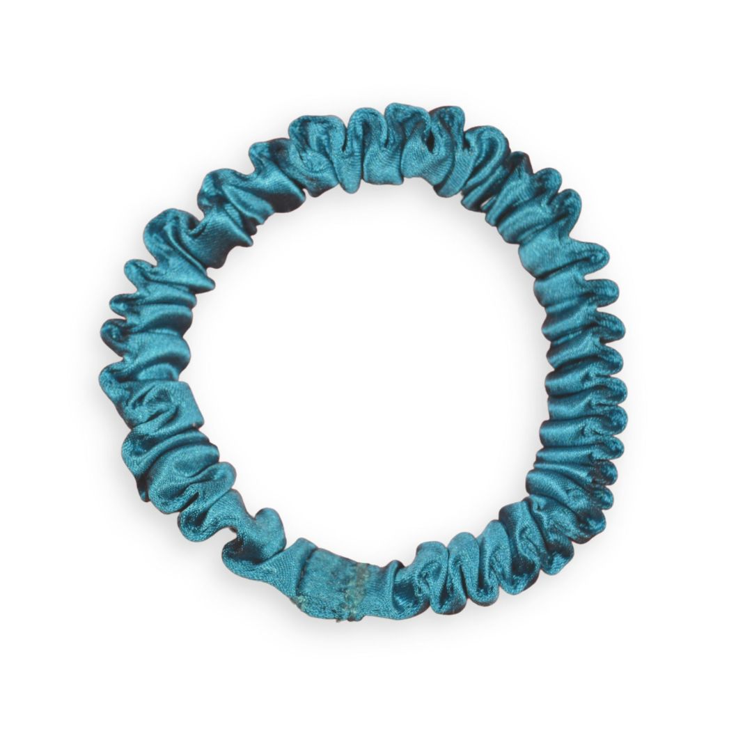 SILKE SCRUNCHIE MINI (3-pack) - GLANZEND BLAUW