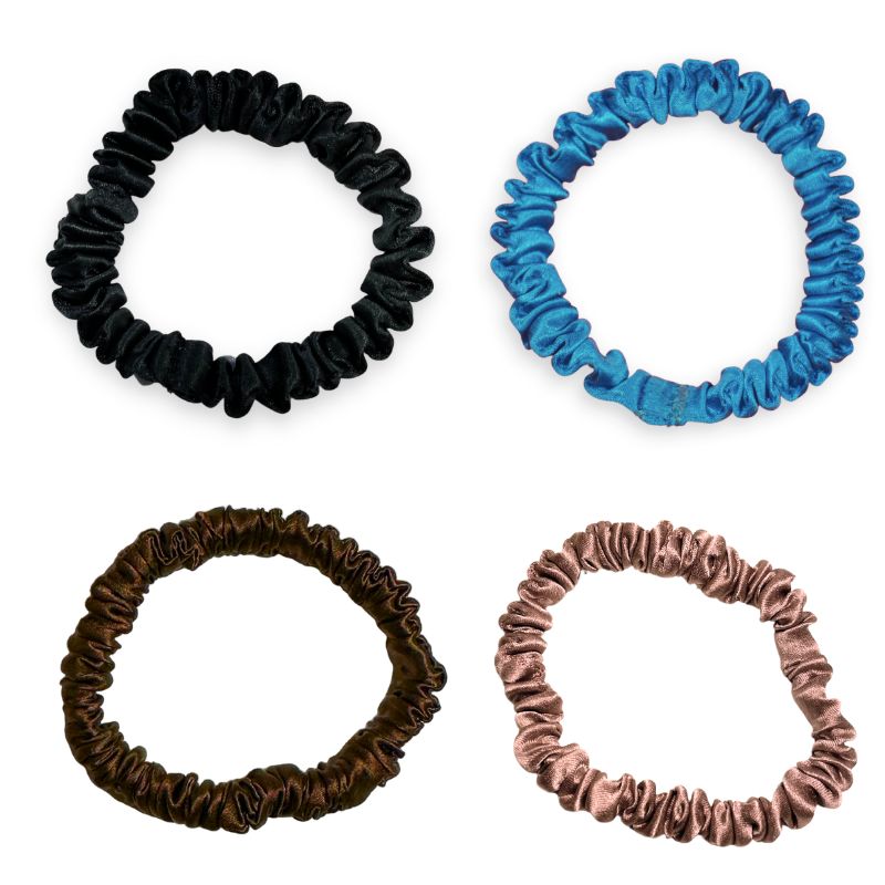 ZIJDEN SCRUNCHIE MINI – (4 stuks) – Donker