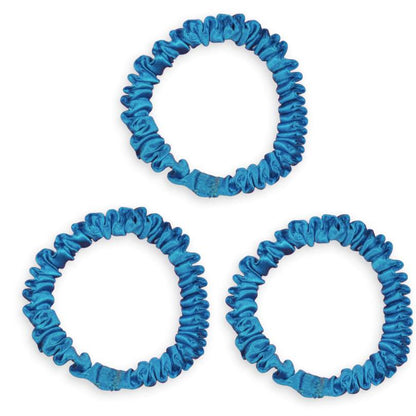 SILKE SCRUNCHIE MINI (3-pack) - GLANZEND BLAUW