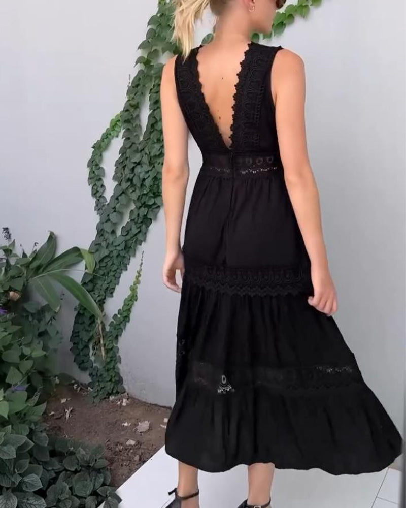 Elle™ – Timeless Lace-Detail Summer Dress for Effortless Elegance