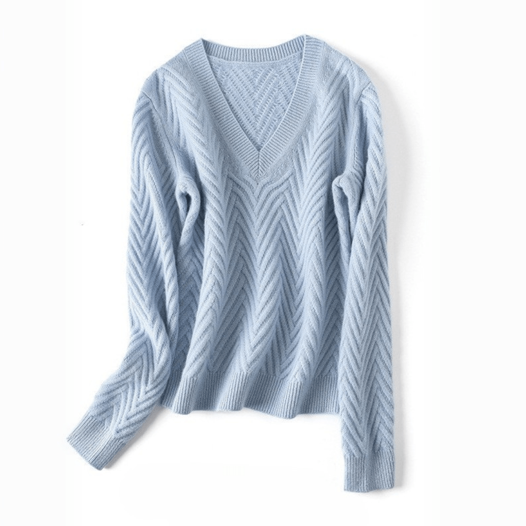 Elara Comfort sweater met V-hals en chevronpatroon