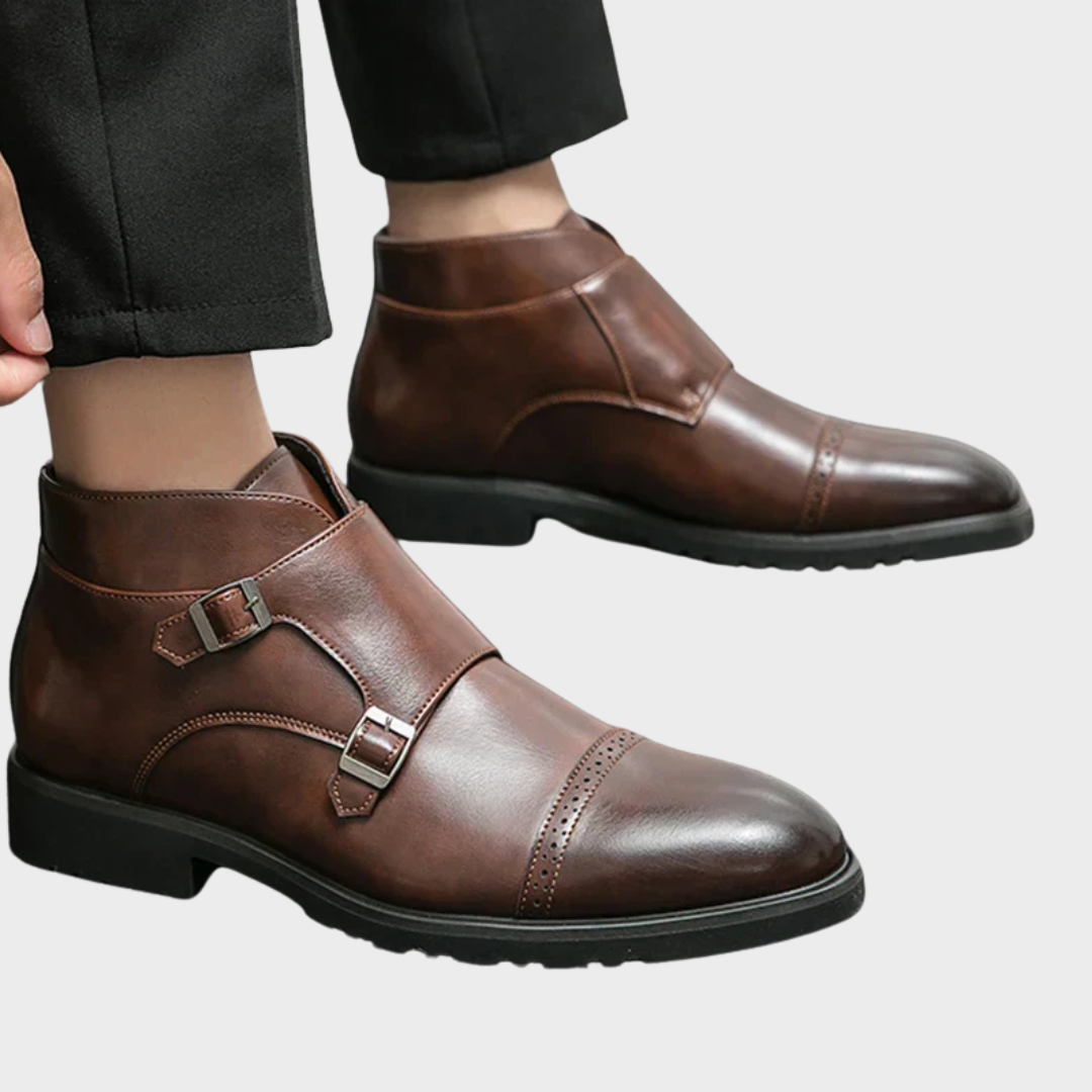 Parker | Imitation Leather Ankle Boots with Double Monk Strap