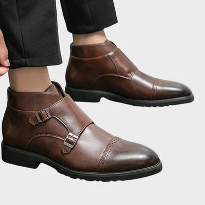 Parker | Imitation Leather Ankle Boots with Double Monk Strap