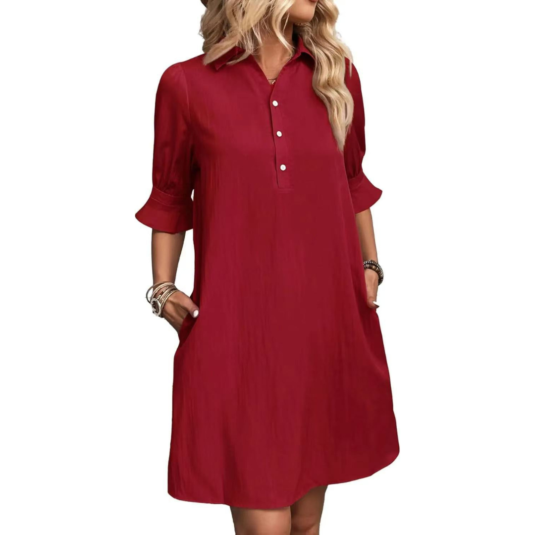 MARIE™ - Casual Button Down Shirt Dress