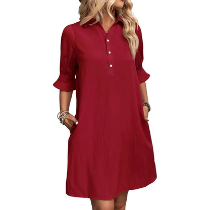 MARIE™ - Casual Button Down Shirt Dress