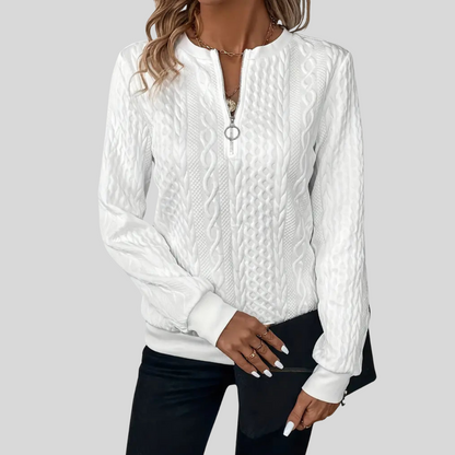 Amalie | Kabelgebreide pullover met rits