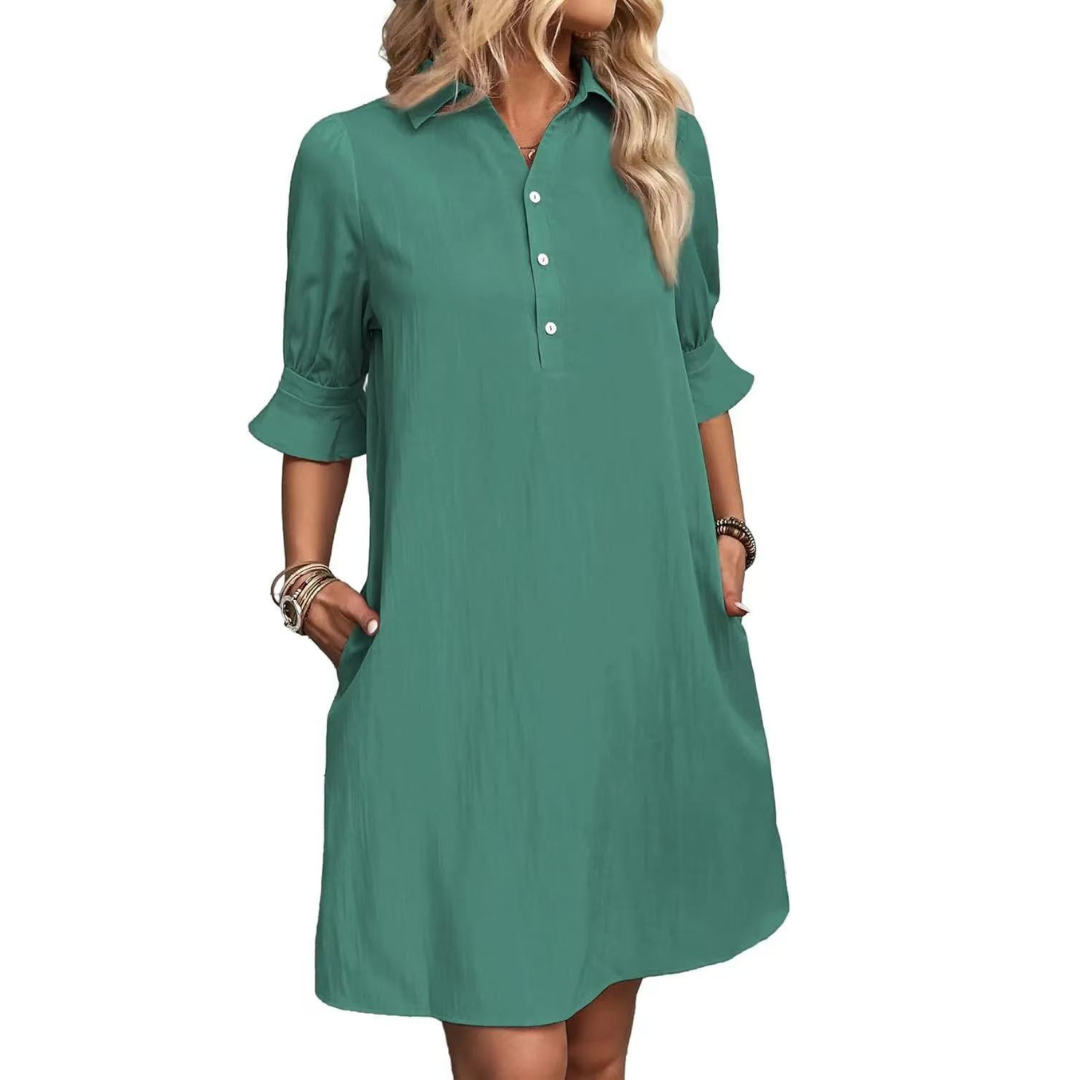 MARIE™ - Casual Button Down Shirt Dress