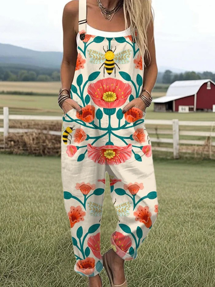 Vintage Floral Jumpsuit Damen - Müheloser Stil & Ganztägiger Komfort