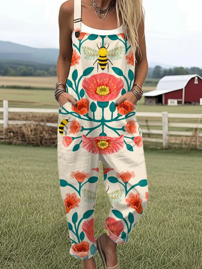 Vintage Floral Jumpsuit Damen - Müheloser Stil & Ganztägiger Komfort