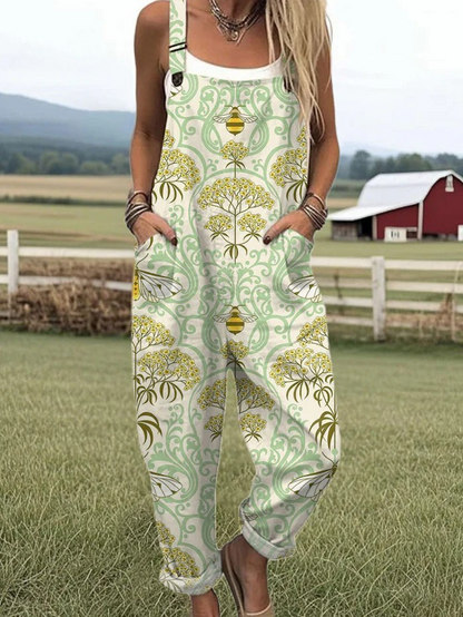 Vintage Floral Jumpsuit - Müheloser Komfort & Stilvolles Weitbein-Design