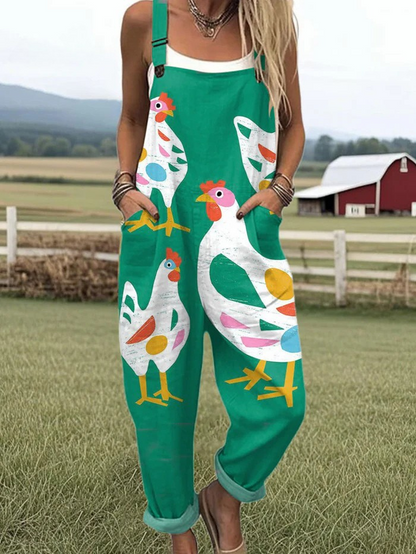Damen-Jumpsuit - Vintage Blumenmuster für mühelosen Stil und Komfort