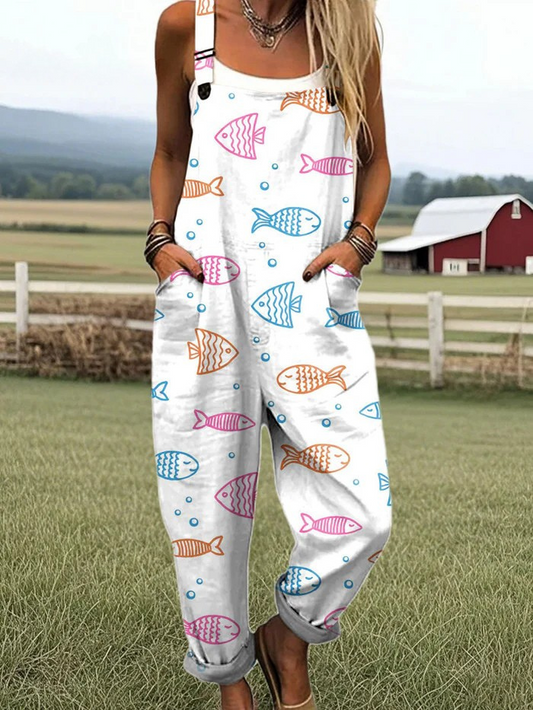 Dames Vintage Bloemen Wide-Leg Jumpsuit - Comfort & Moeiteloze Stijl