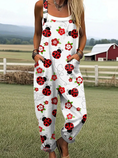 Dames Vintage Floral Jumpsuit - Comfortabel ontwerp met wijde pijpen