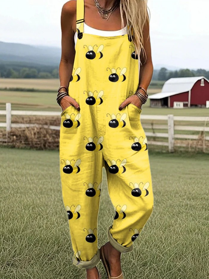 Damen Jumpsuit mit weitem Bein - Müheloser Komfort & Stilvolles Blumenmuster