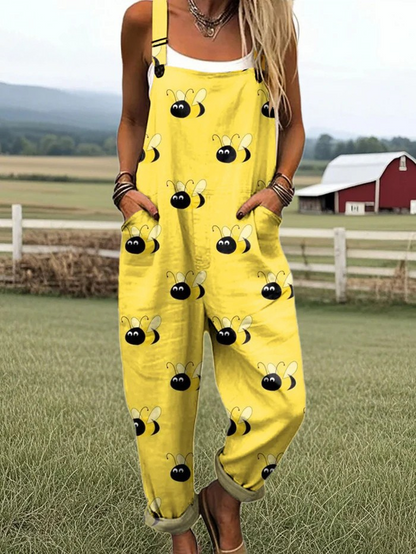 Damen Jumpsuit mit weitem Bein - Müheloser Komfort & Stilvolles Blumenmuster