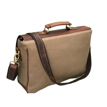 Leren laptoptas Canvas Hunter Brown