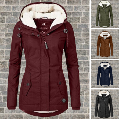 Jenna – Kuscheliger Sherpa-Mantel mit Kapuze