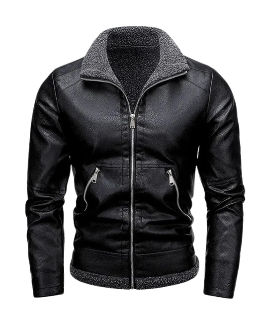 Elegante fleece-leren jas