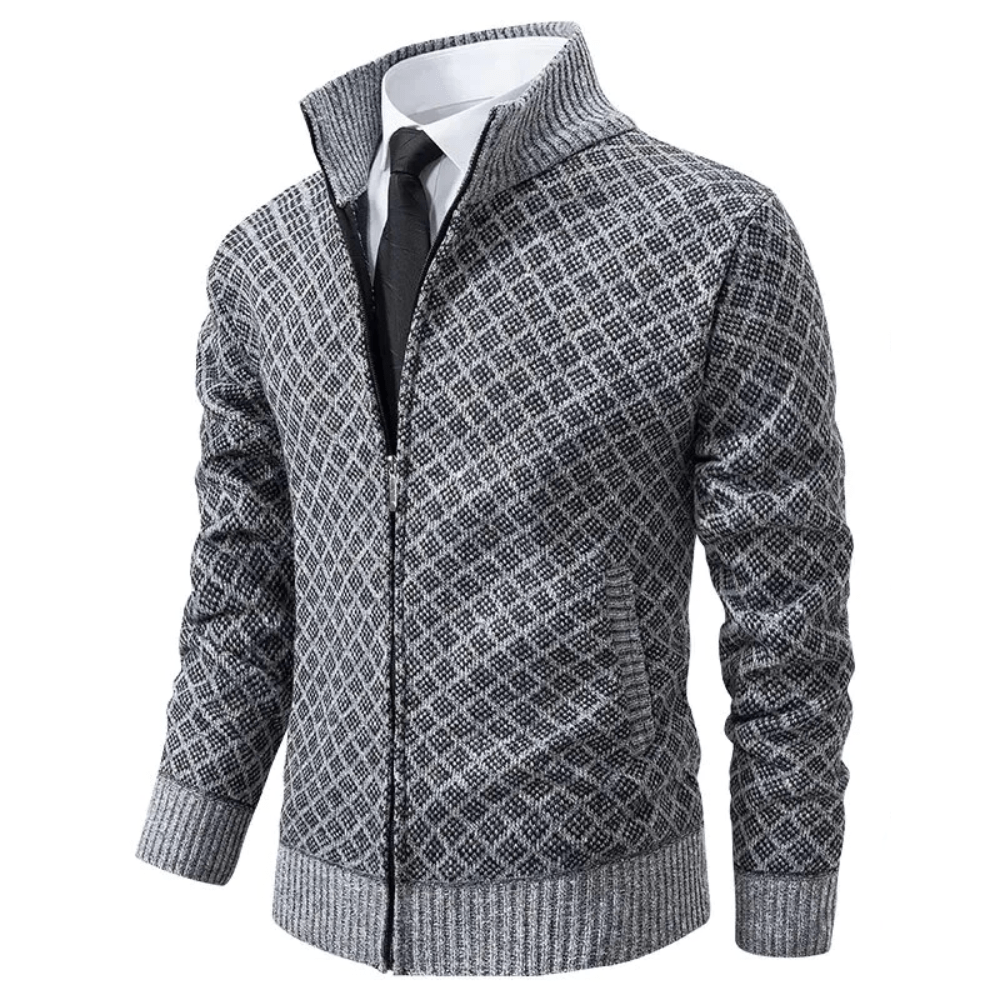 Windsor | Gebreid vest met ruitpatroon en ritssluiting