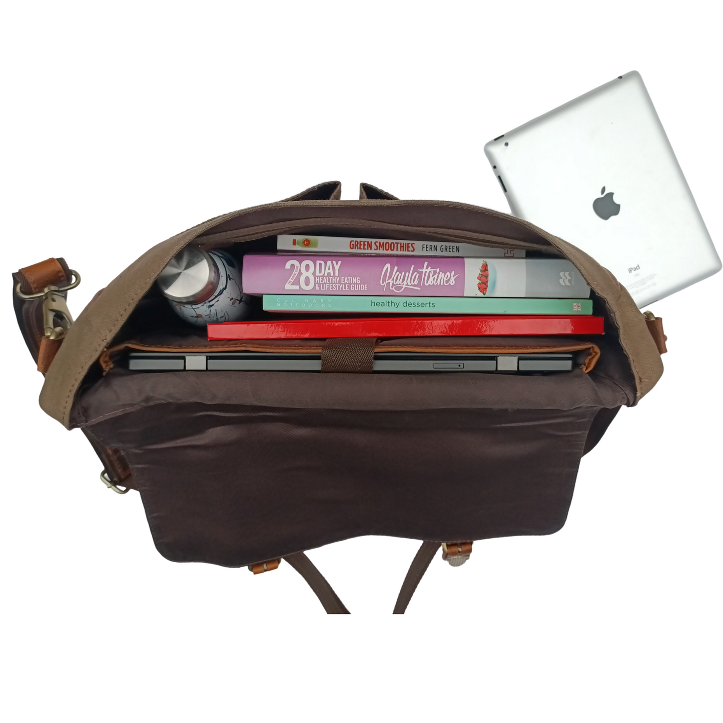 Leren laptoptas Canvas Hunter Brown