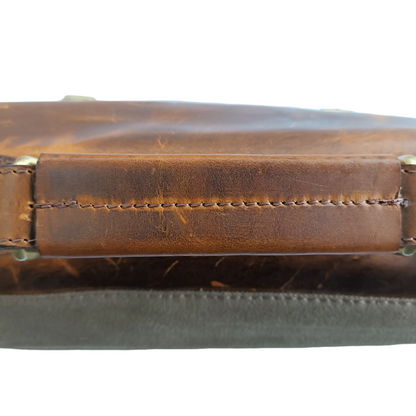 Leren laptoptas Canvas Hunter Brown