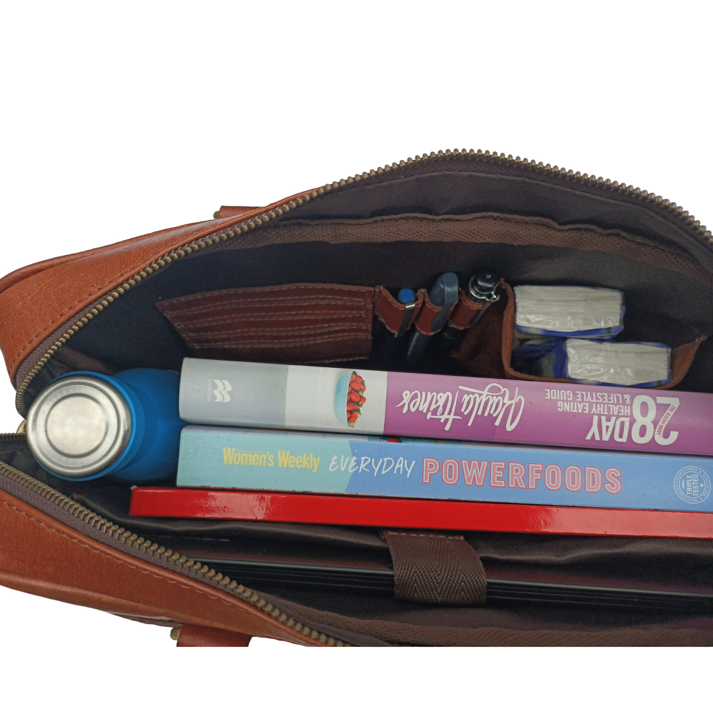 Helle Bruine Leren Laptoptas