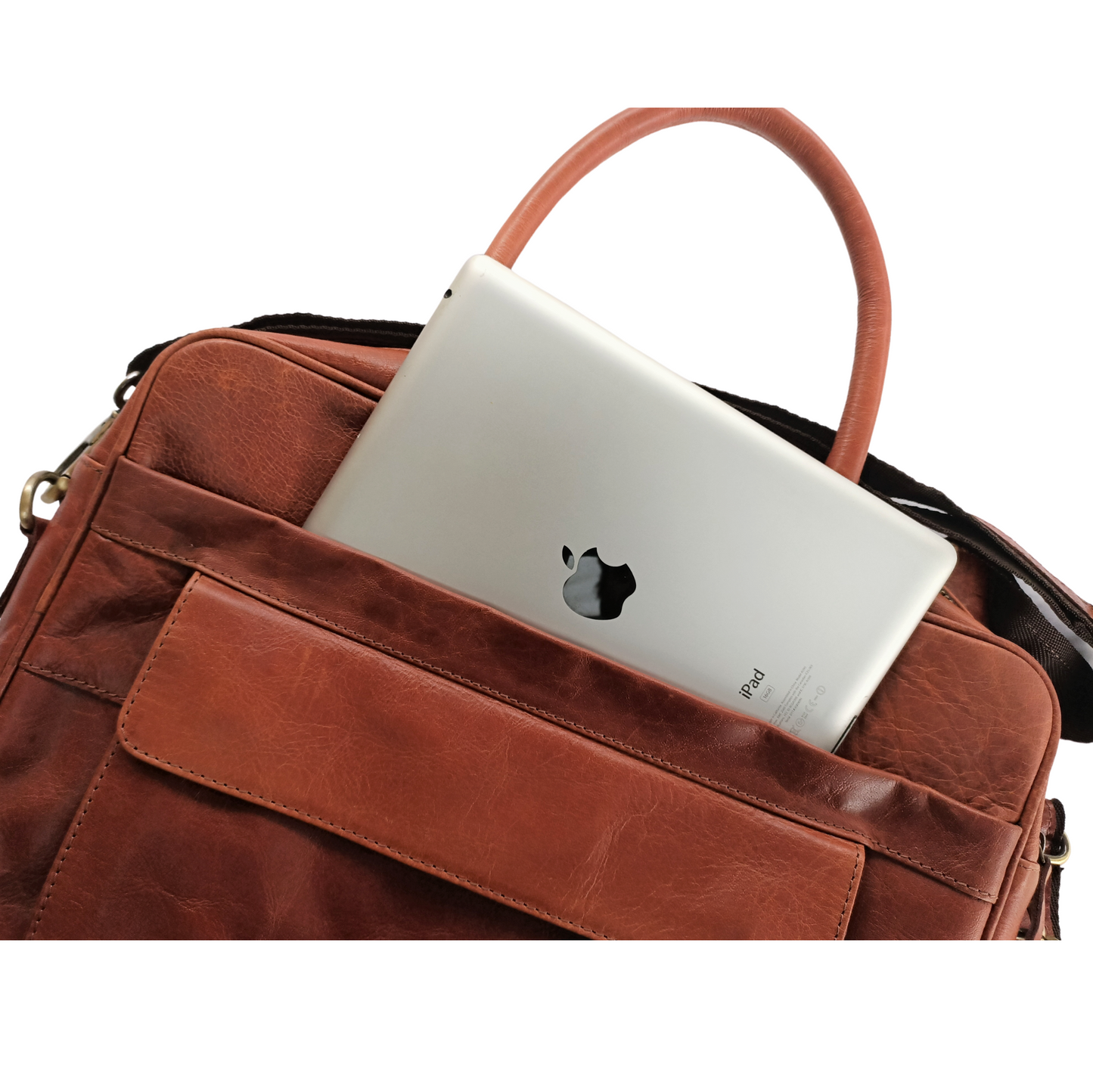 Helle Bruine Leren Laptoptas