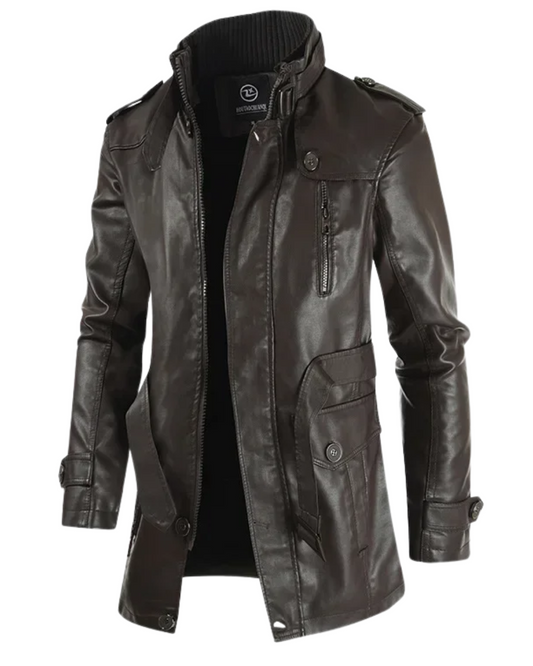Elegante lange leren bikerjack
