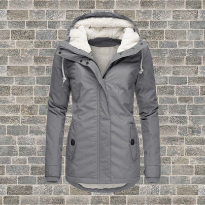 Jenna – Kuscheliger Sherpa-Mantel mit Kapuze