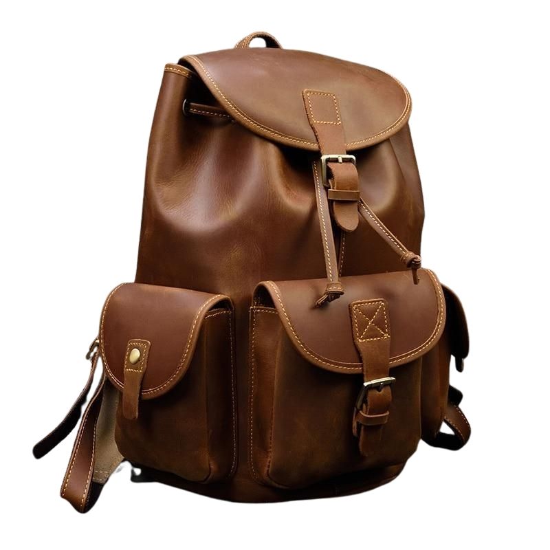 Unisex Crazy Horse leren rugzak