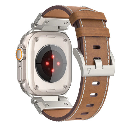 Titanium Echtleer Apple Watch Bandje