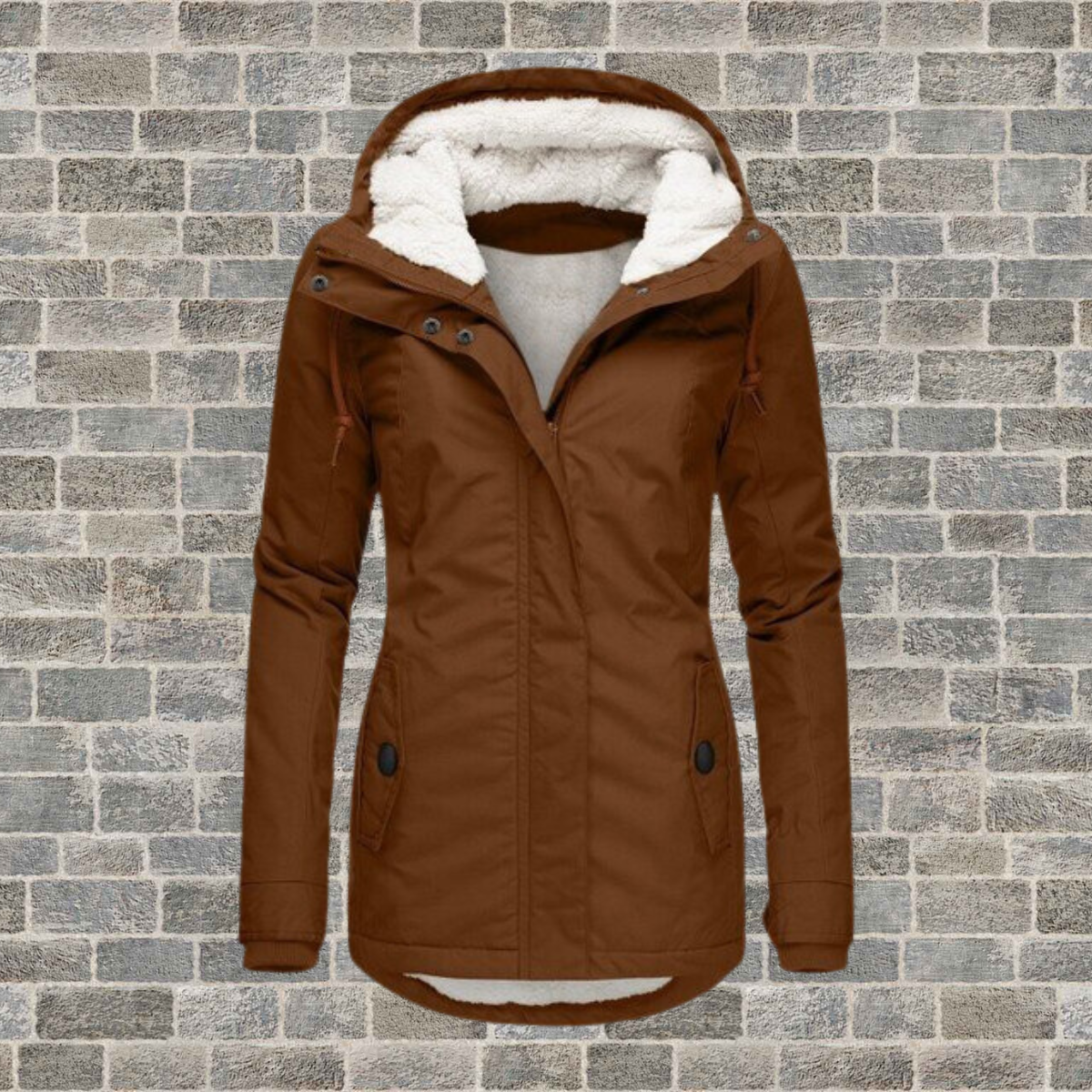 Jenna – Kuscheliger Sherpa-Mantel mit Kapuze