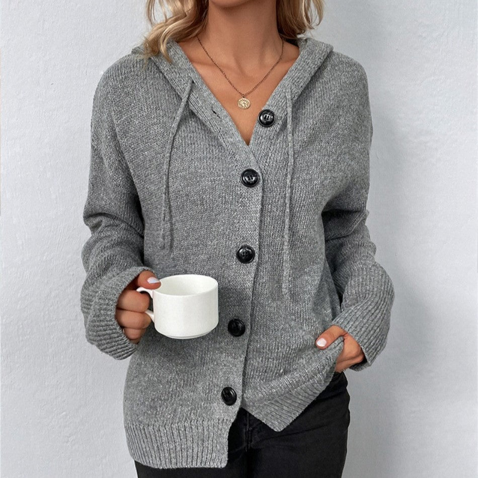 Ariella | Vest met capuchon en knopen