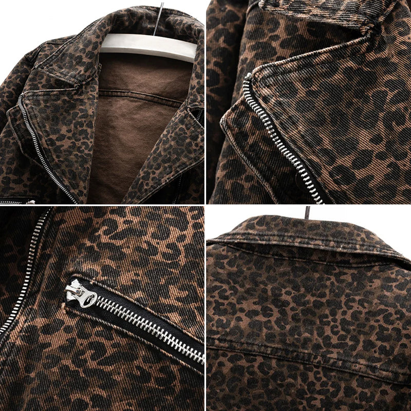 Valentina Rossi luipaard denim jack