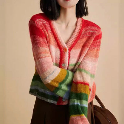 Valentina Rossi regenboog gebreid vest