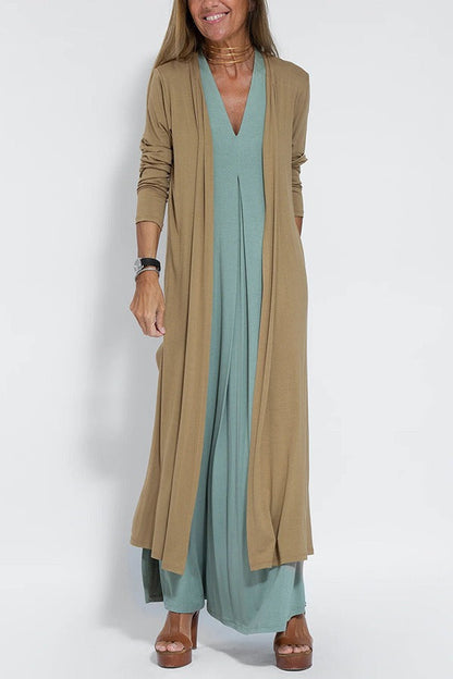 Carmela | Elegantes langes Kleid mit Strickjacke