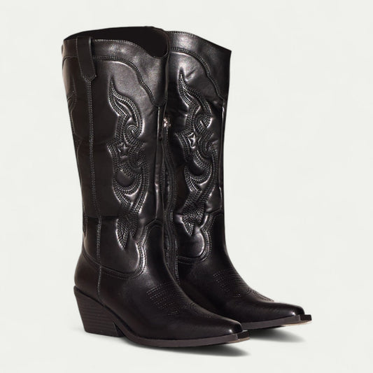 Westliche kniehohe Stiefel mit spitzer Zehenpartie für Damen