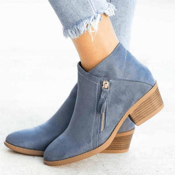 Damen Stiefeletten – Seitlicher Reißverschluss mit niedrigem Absatz
