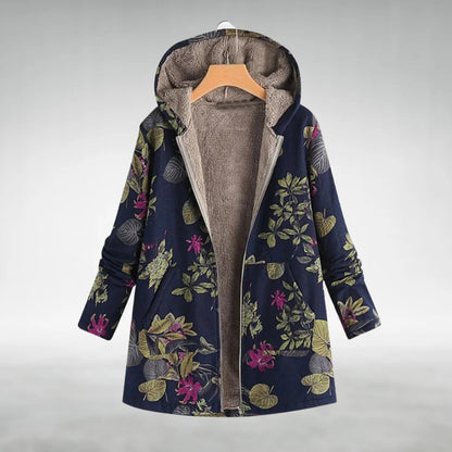Fleur | Fleecejas met bloemenprint en capuchon