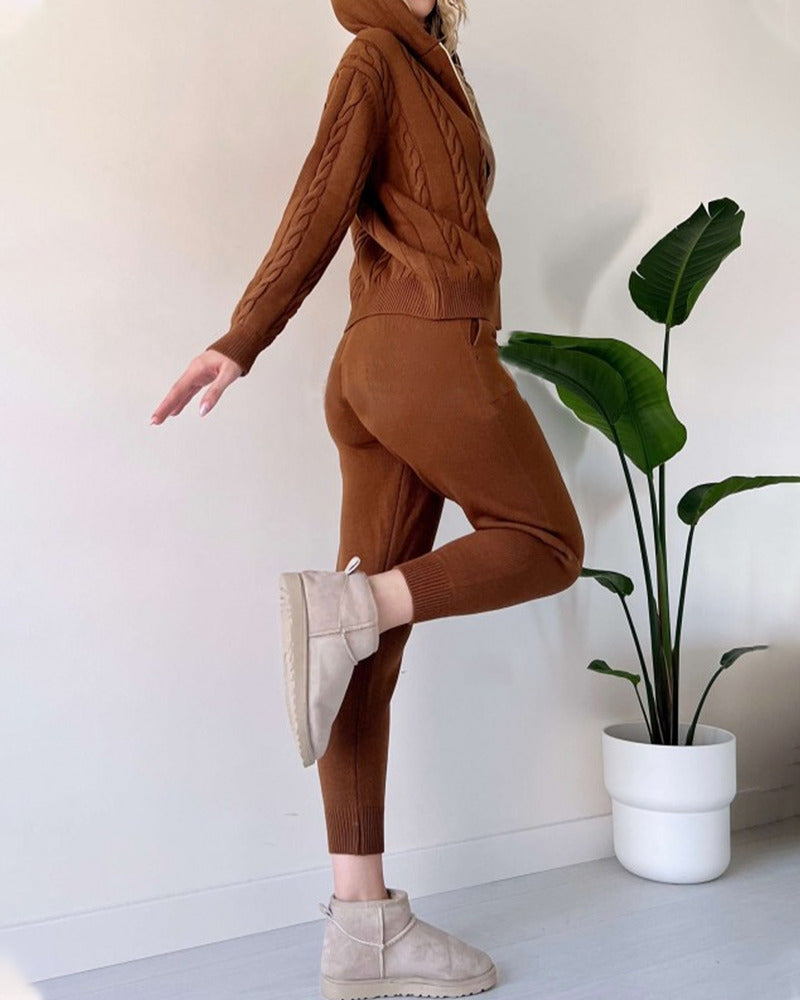 Ania - Casual Twist Jacquard tweedelige set