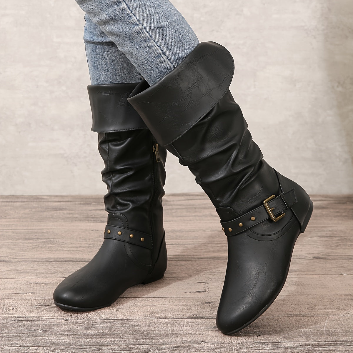 Danica | Damen-Kniehohe Stiefel mit Seitlichem Reißverschluss