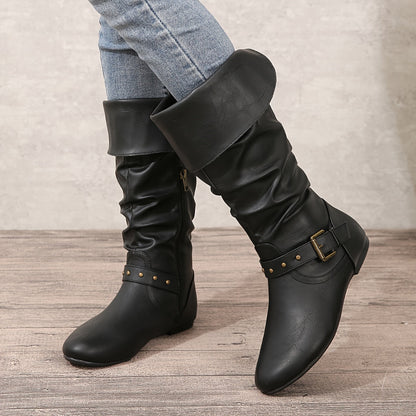 Danica | Damen-Kniehohe Stiefel mit Seitlichem Reißverschluss