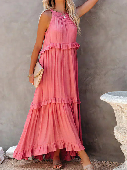Delilah - Elegante Halterneck Jurk met Ruches